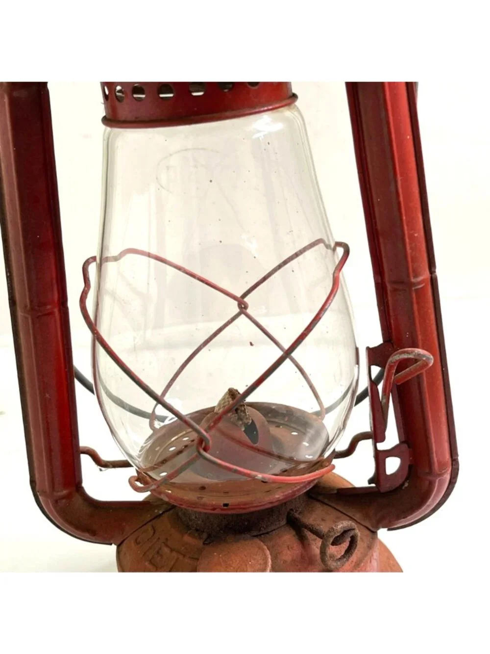 Vintage Dietz No 20 Junior Red Kerosene Lantern Original clear Globe No Dents